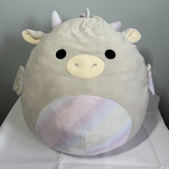 Squishmellow Other - Squishmellow 16" Riley Gray Dragon Rainbow Belly Plush Toy